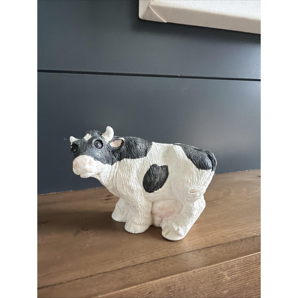 VTG Stone Critters Holstein Black White Cow SC-106‎ Figurine Farmhouse  1984
